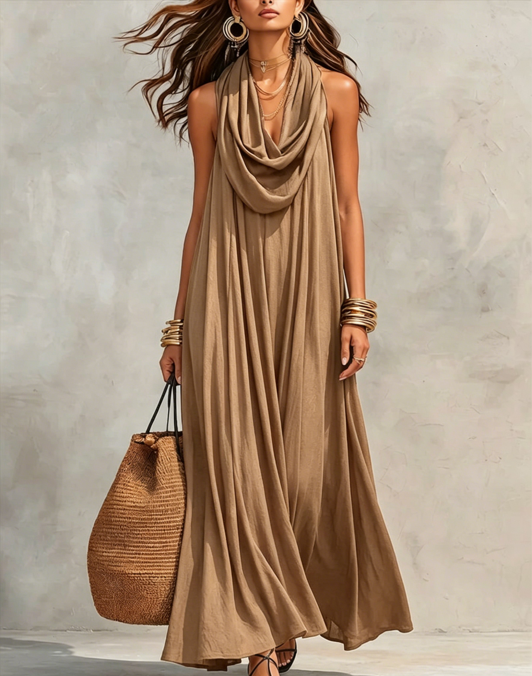 Women's Flowy Swing-collar Casual Dress
