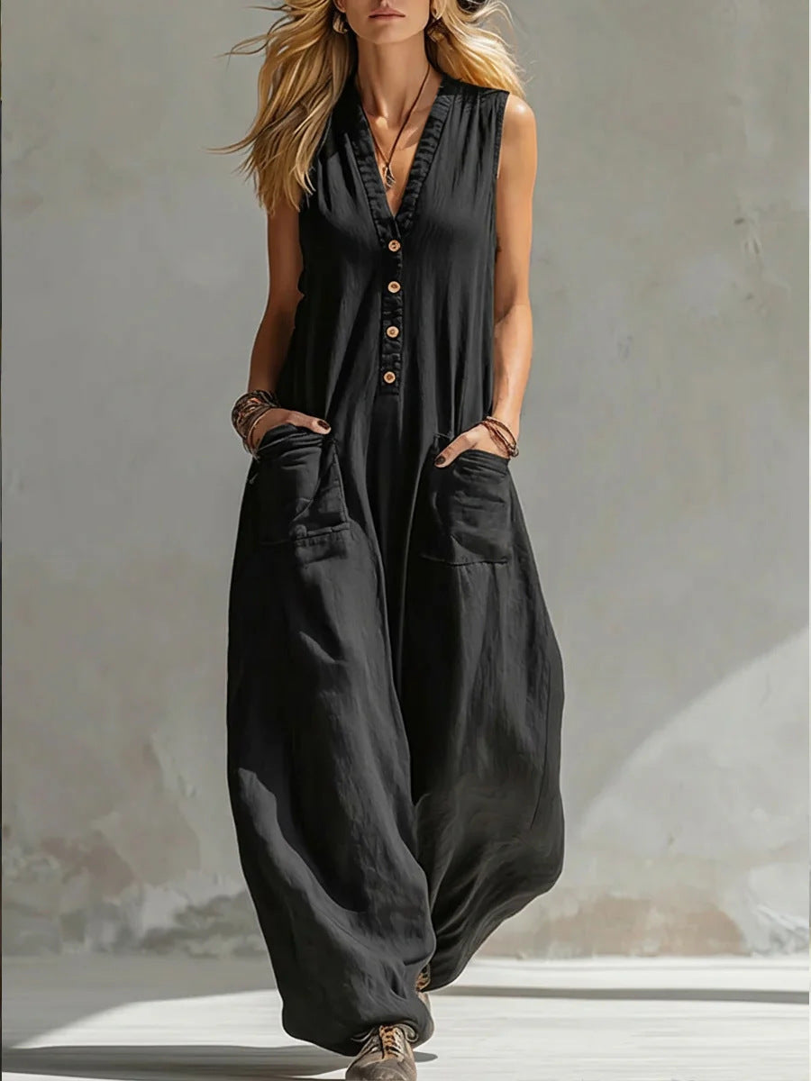 WIDE-LEG JUMPSUIT WITH A LOOSE FIT