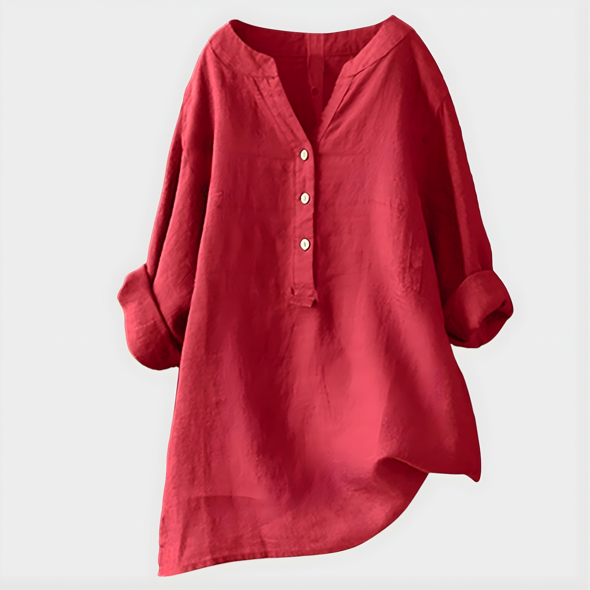 Tunic-Style Blouse With Buttons Down The Front