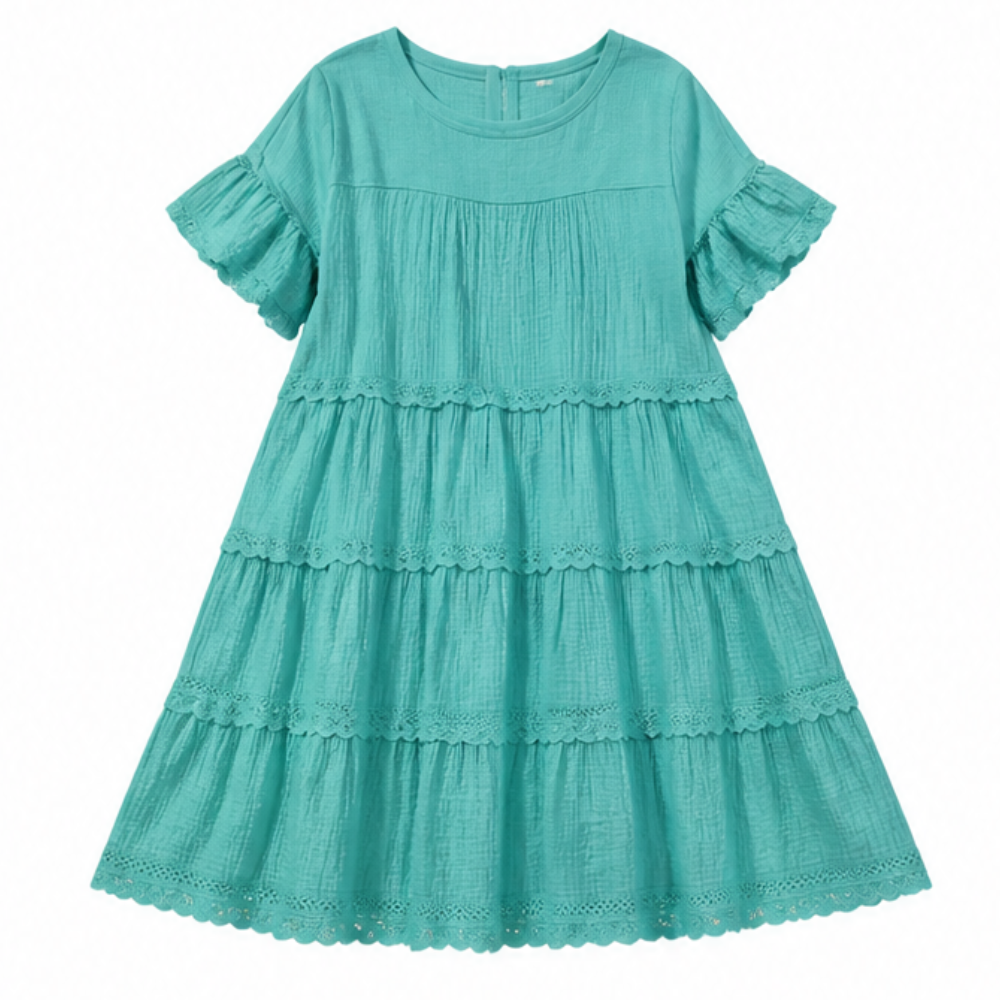 Tiered Lace Midi Dress with Hidden Pockets