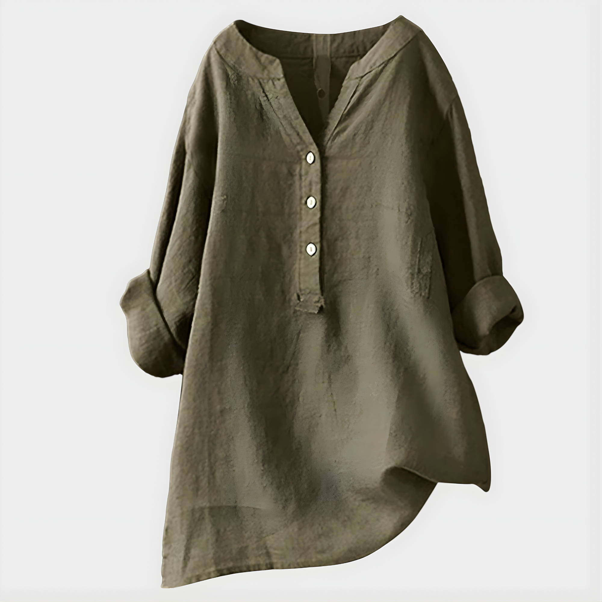 Tunic-Style Blouse With Buttons Down The Front