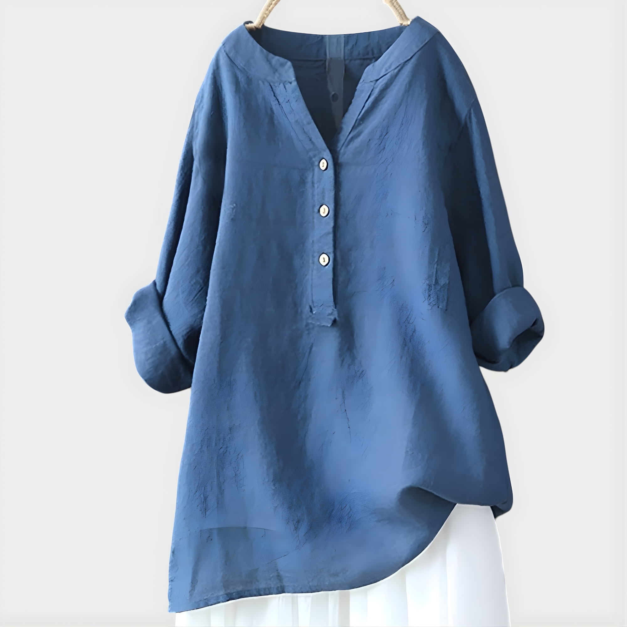 Tunic-Style Blouse With Buttons Down The Front