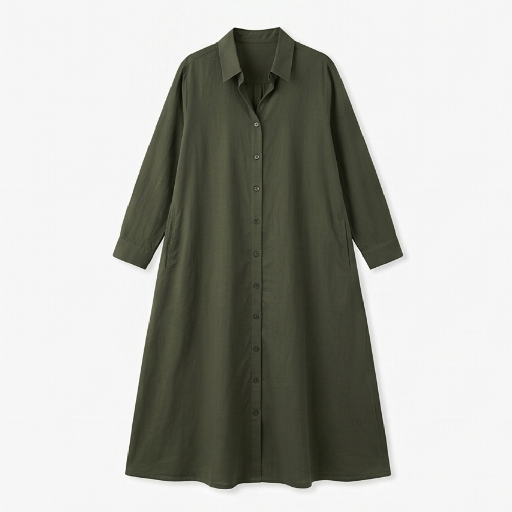 Effortless Maxi Shirt Dress with Pockets