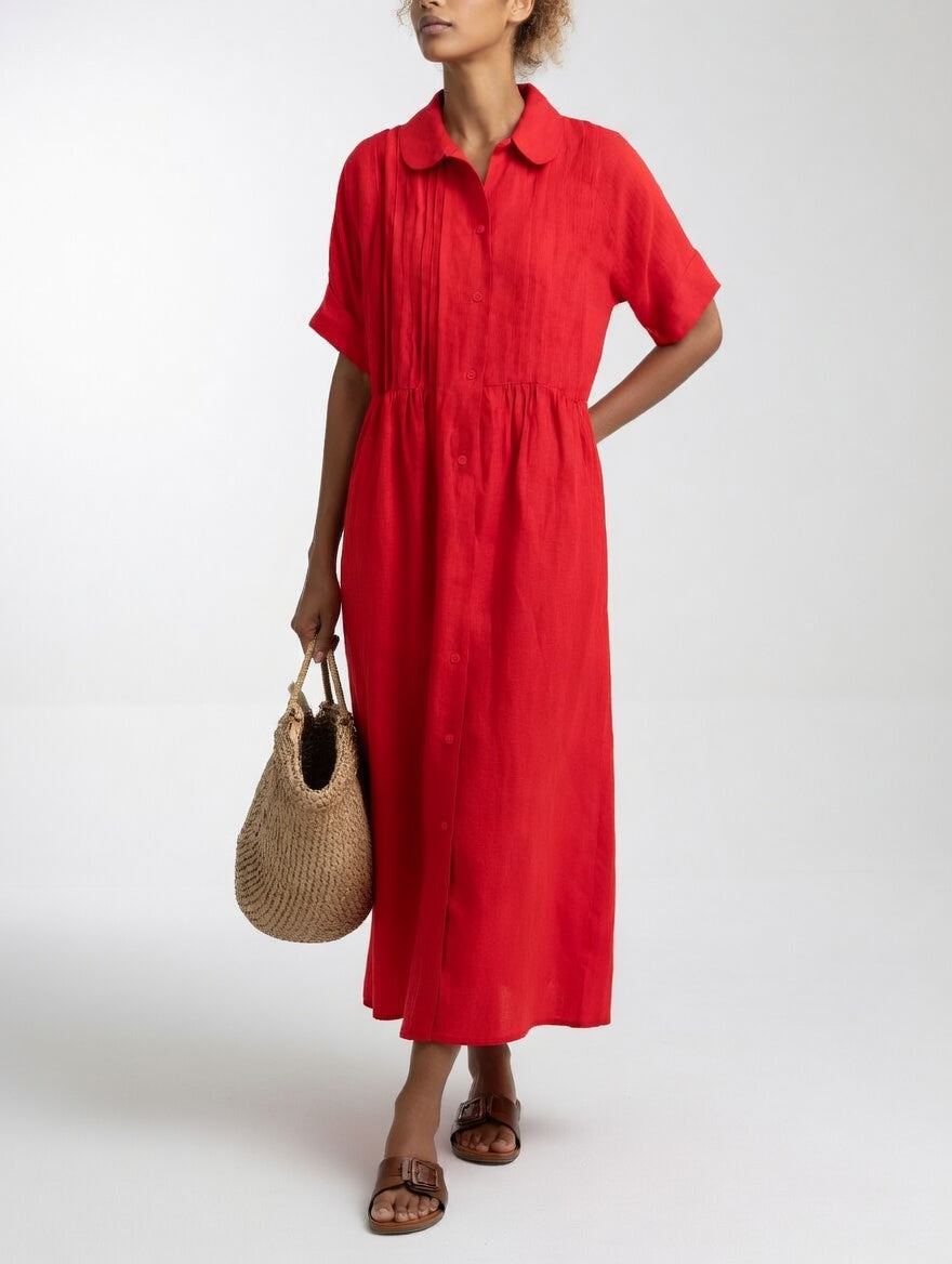 🌿Comfortable Casual Short-Sleeved Midi Dress