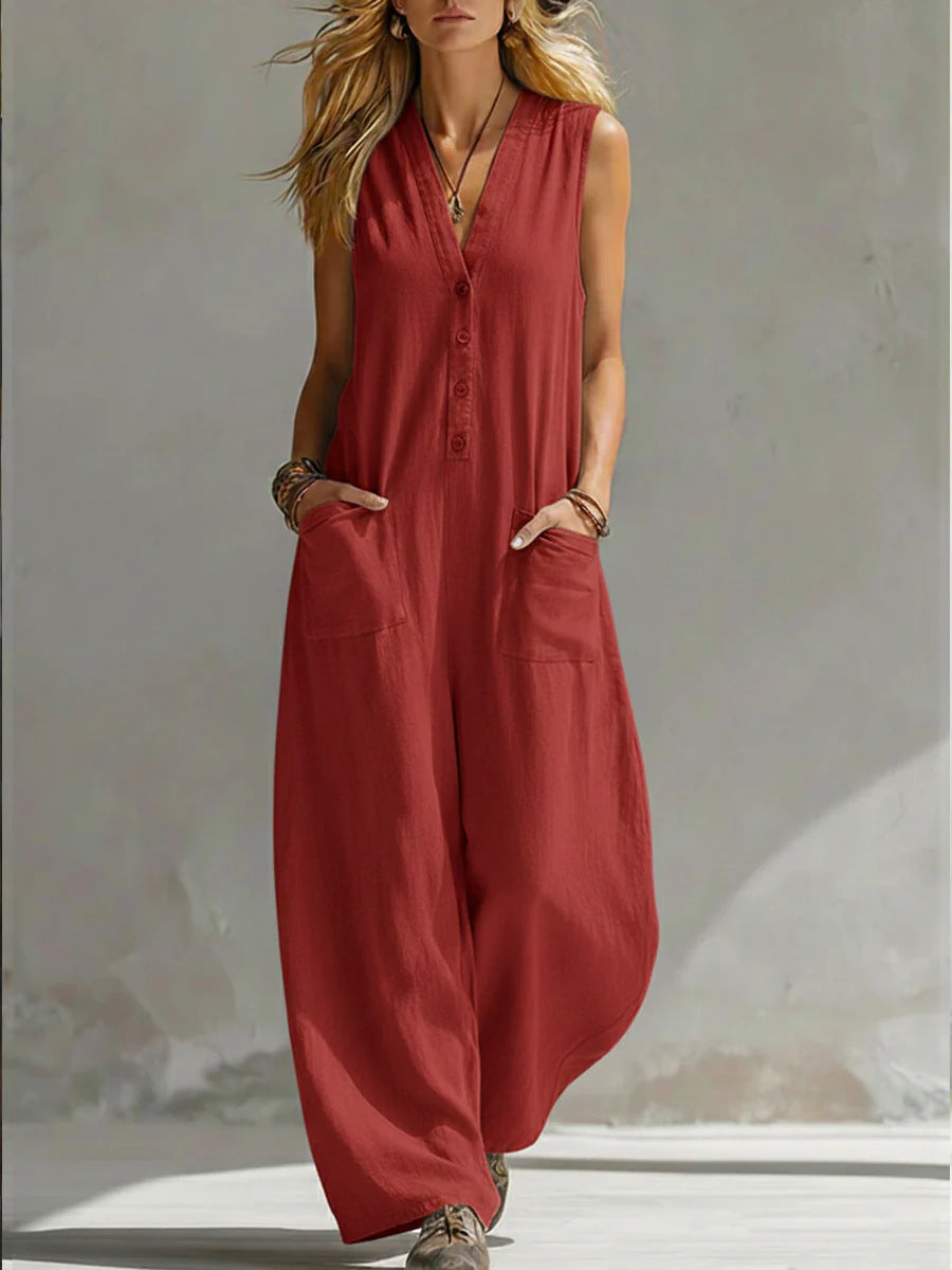 WIDE-LEG JUMPSUIT WITH A LOOSE FIT