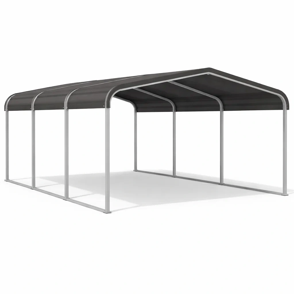 Carport aus Stahl und Polyethylen Grau-Furniavexo