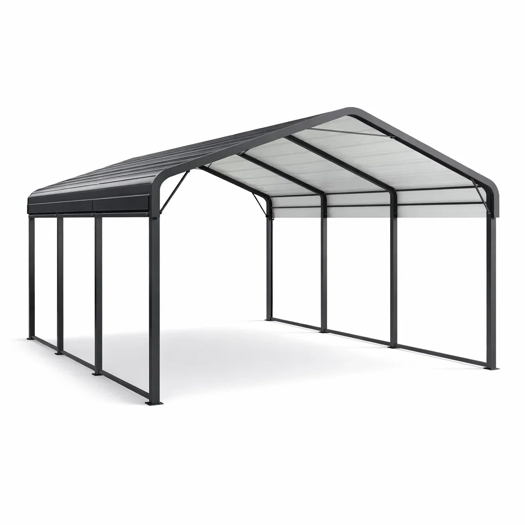 Carport aus Aluminium mit Polycarbonat-Dach Grau-Furniavexo