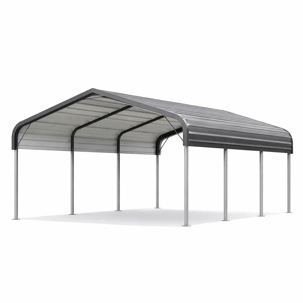 Metall Carport mit Stahlrahmen 6m x 3m Grau-Furniavexo