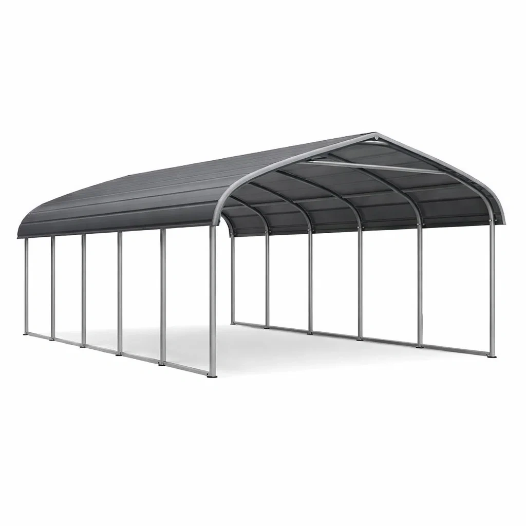 Stahl Carport mit Polycarbonat Dach 600x300x240 cm Grau-Furniavexo