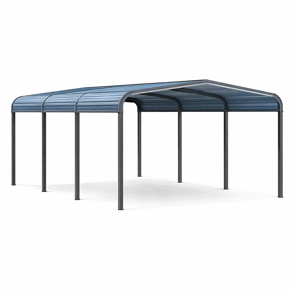 Carport Doppelstellplatz Aluminium Polycarbonat Grau Blau 600cm x 300cm-Furniavexo