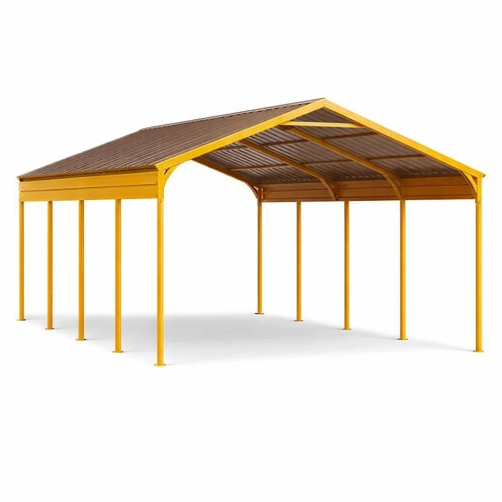 Stahl Carport mit Wellblechdach 600cm x 300cm x 250cm Gelb-Furniavexo