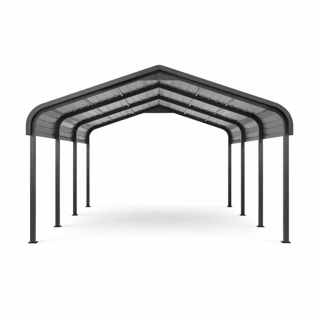 Metall Carport 6x3x2 m Grau-Furniavexo
