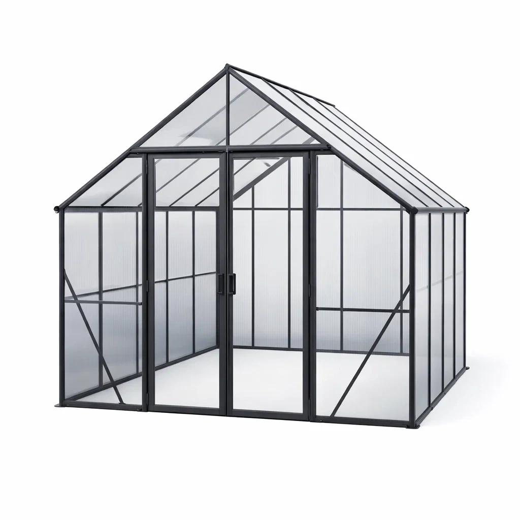 Gewächshaus aus Aluminium und Polycarbonat mit Doppelschiebetür-Furniavexo