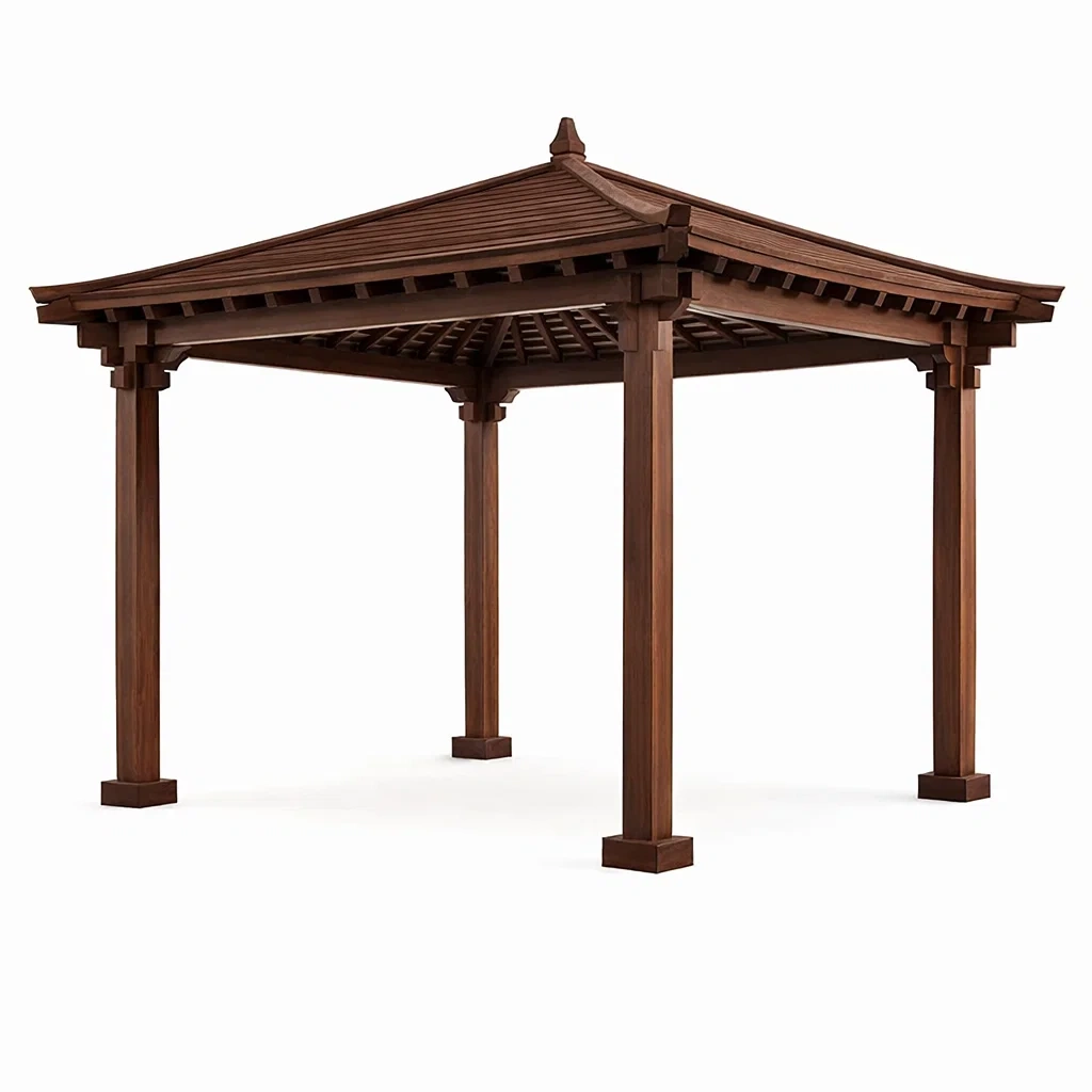 Holzpavillon aus Eukalyptus 350x350x300 cm Braun-Furniavexo
