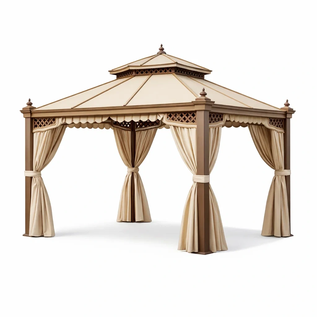 Pavillon Garten Stahlrahmen Polyesterdach 3x3m Beige-Furniavexo
