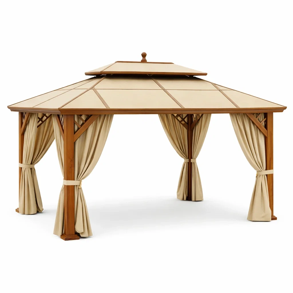 Pavillon mit Aluminiumrahmen und Polyesterdach, Beige, 400x300x250 cm-Furniavexo