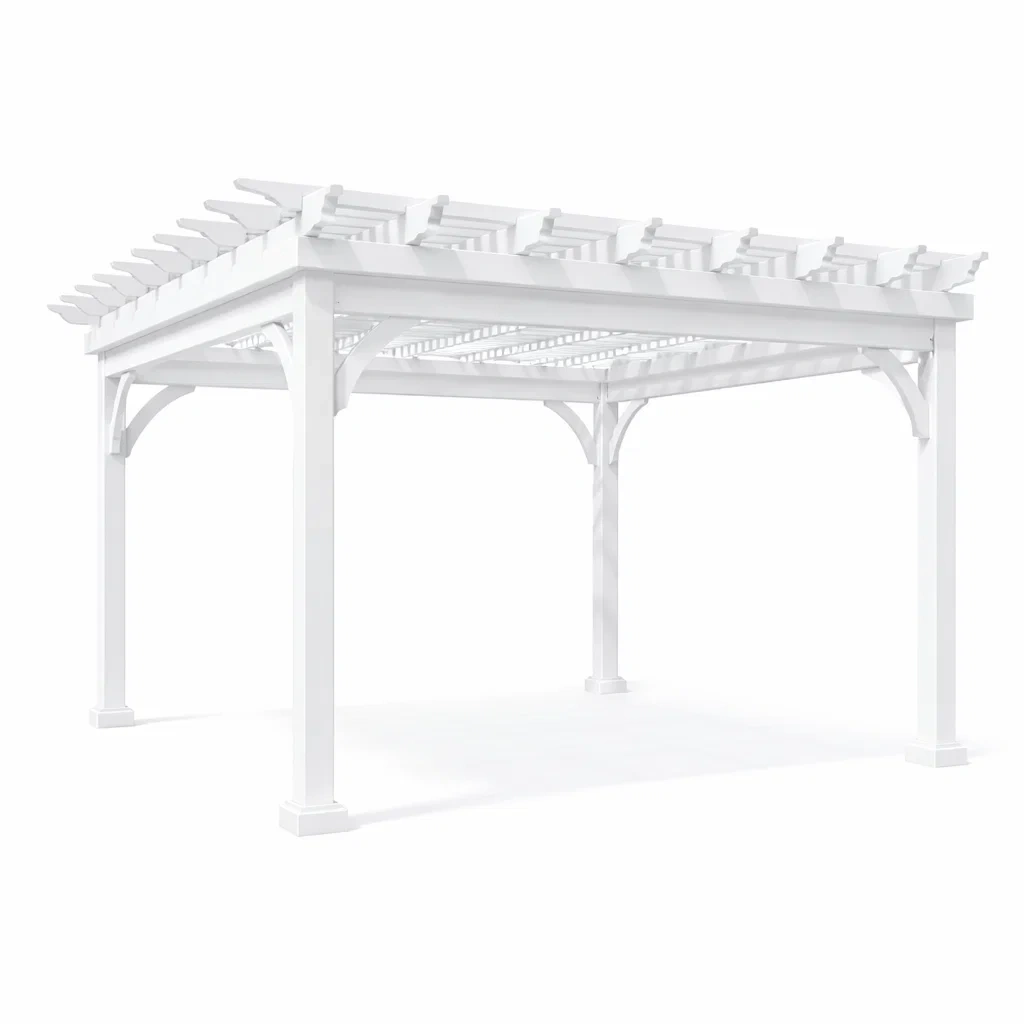 Gartenpergola aus PVC 350cm x 350cm x 240cm Weiß-Furniavexo