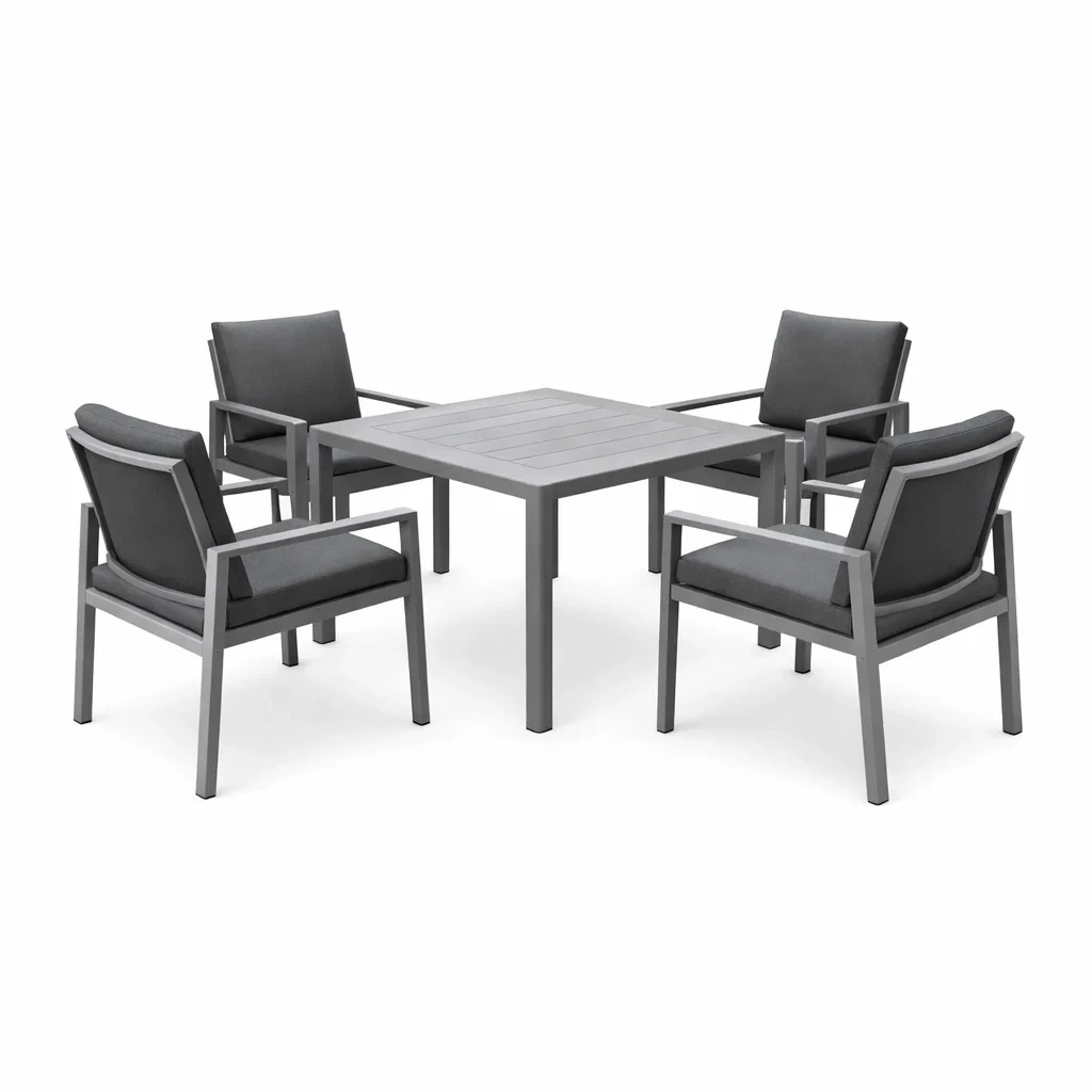 5-teiliges Gartenset aus Aluminium, Grau-Furniavexo
