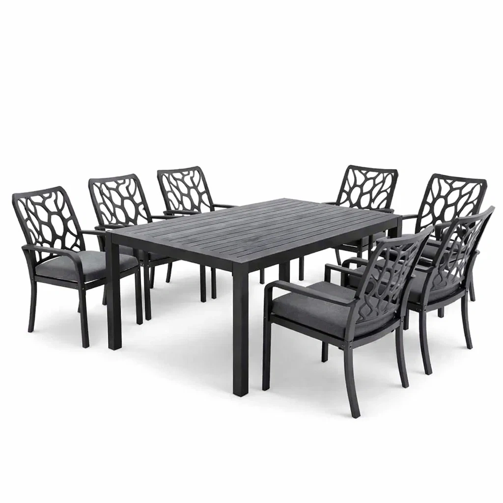 7-teiliges Gartenmöbel-Set aus Aluminium Schwarz-Furniavexo