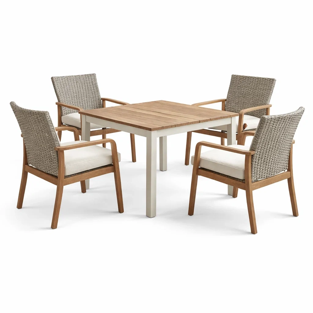 Gartenmöbelset aus Teakholz und Aluminium mit 4 Stühlen-Furniavexo