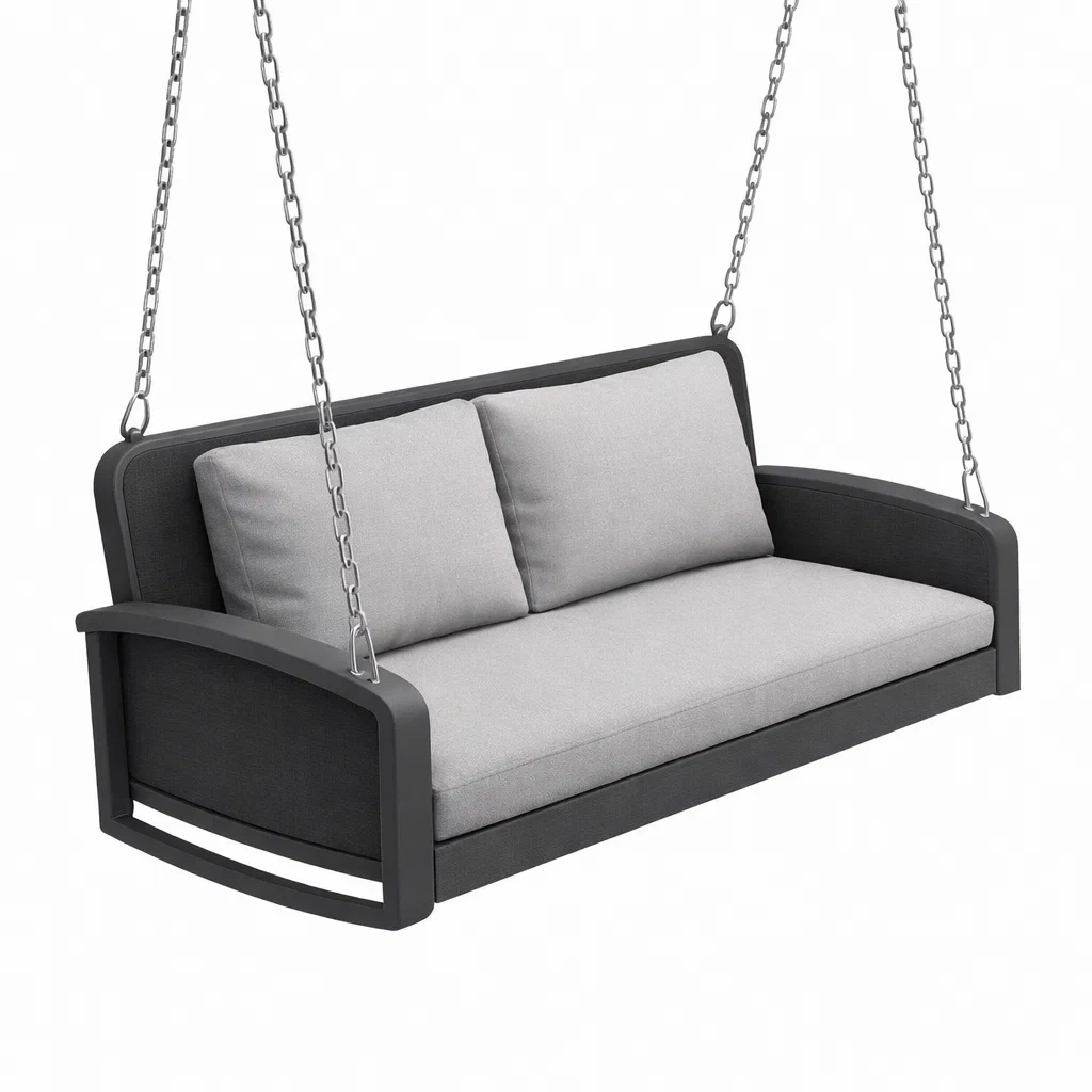 Metallschaukelbank 3-Sitzer mit Polyesterpolsterung Grau-Furniavexo