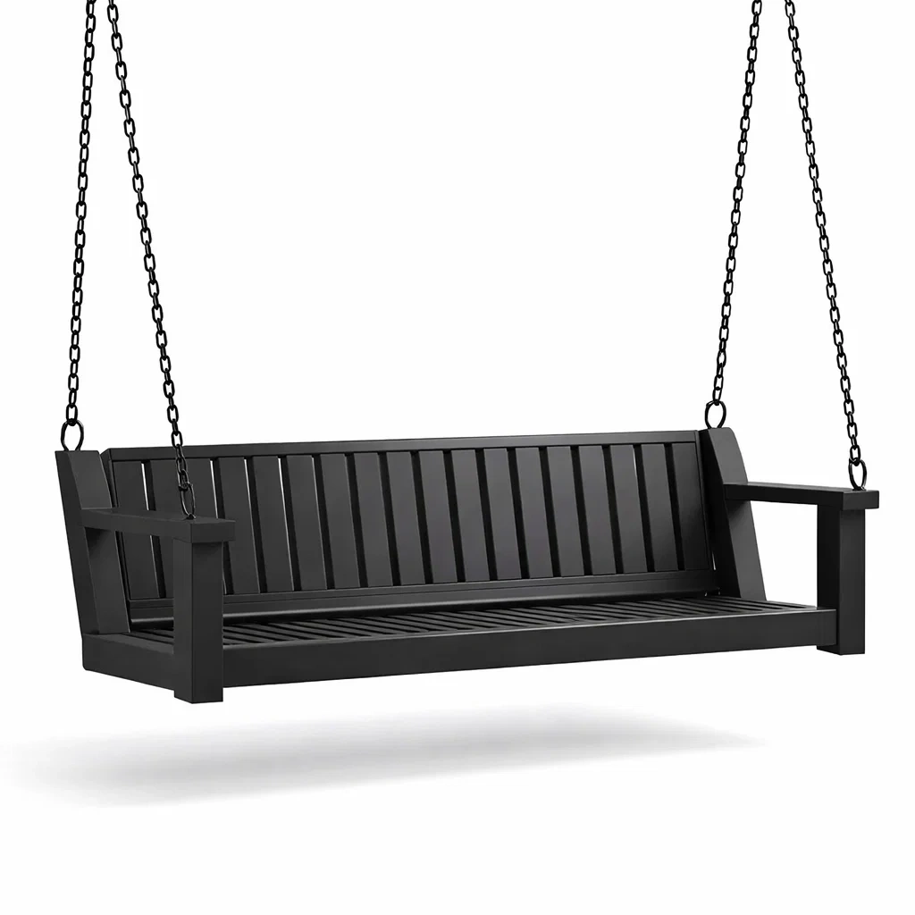 Schwarze Hängeschaukel aus Holz-Furniavexo