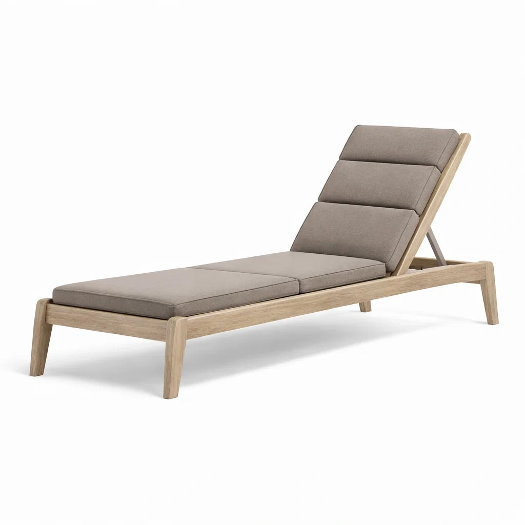 Garten-Liege Teakholz mit Textilbezug Beige 200x75x32 cm-Furniavexo