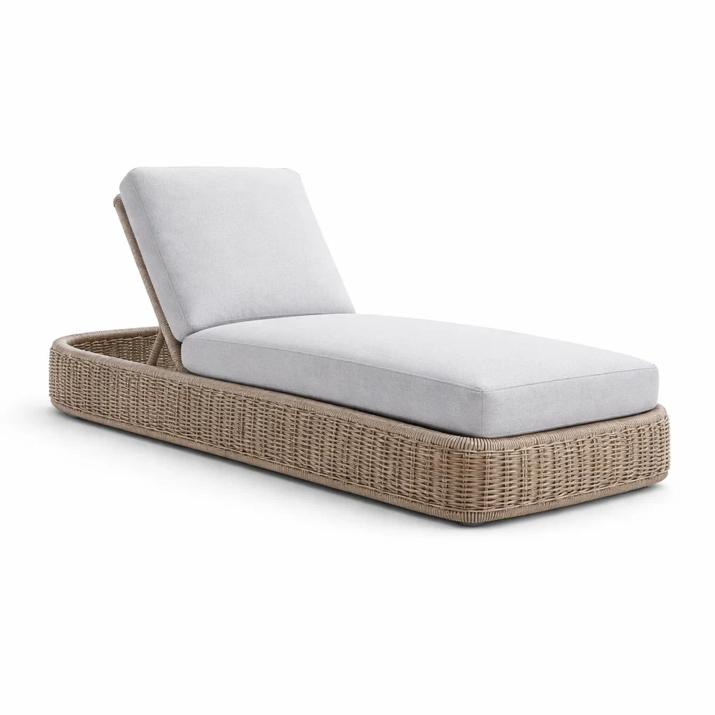 Rattan Gartenliege Beige Grau-Furniavexo