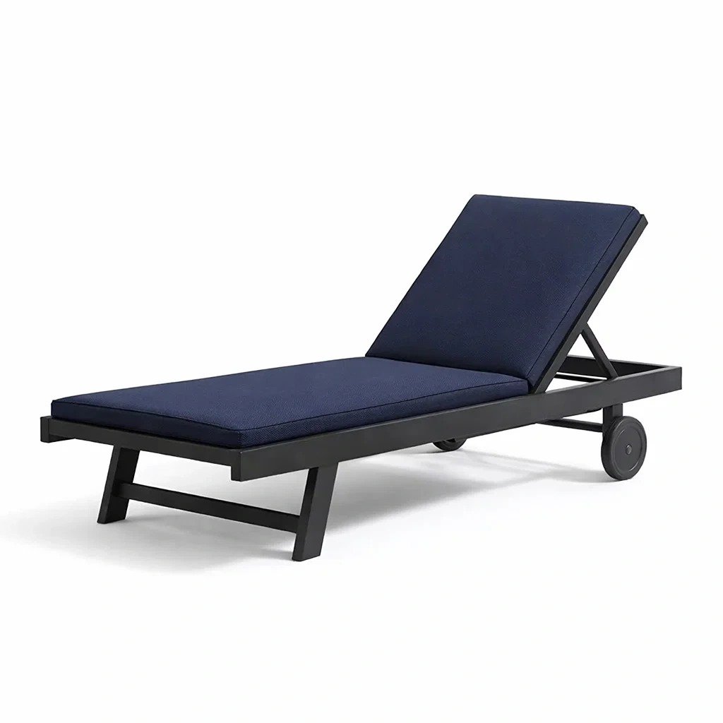 Gartenliege Aluminium Textil Blau 200cm Verstellbar-Furniavexo