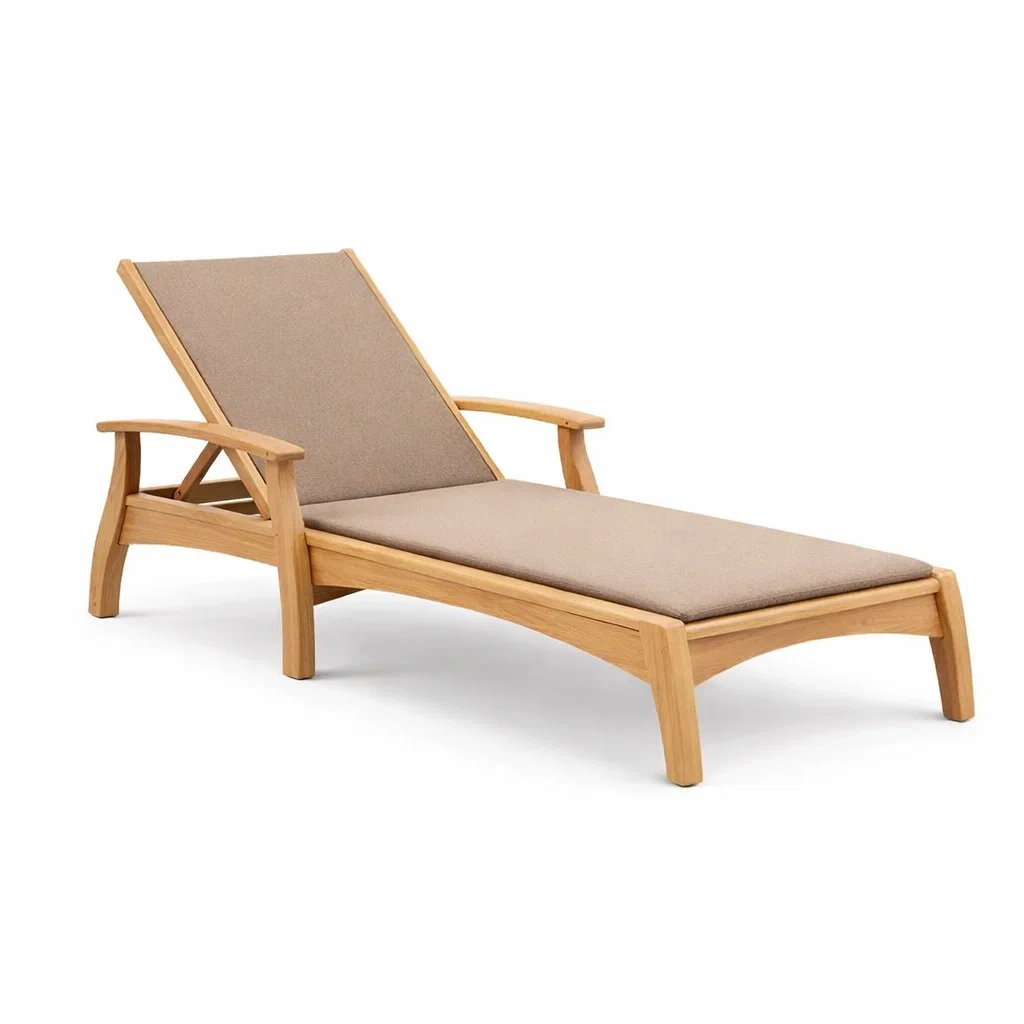 Teakholz Liegestuhl Braun Stoff 205x65x35 cm-Furniavexo
