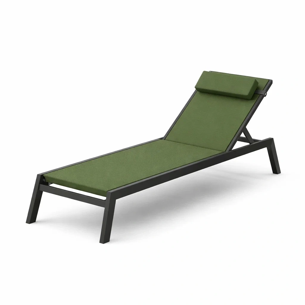 Sonnenliege Aluminium mit Textilbezug Grün-Furniavexo