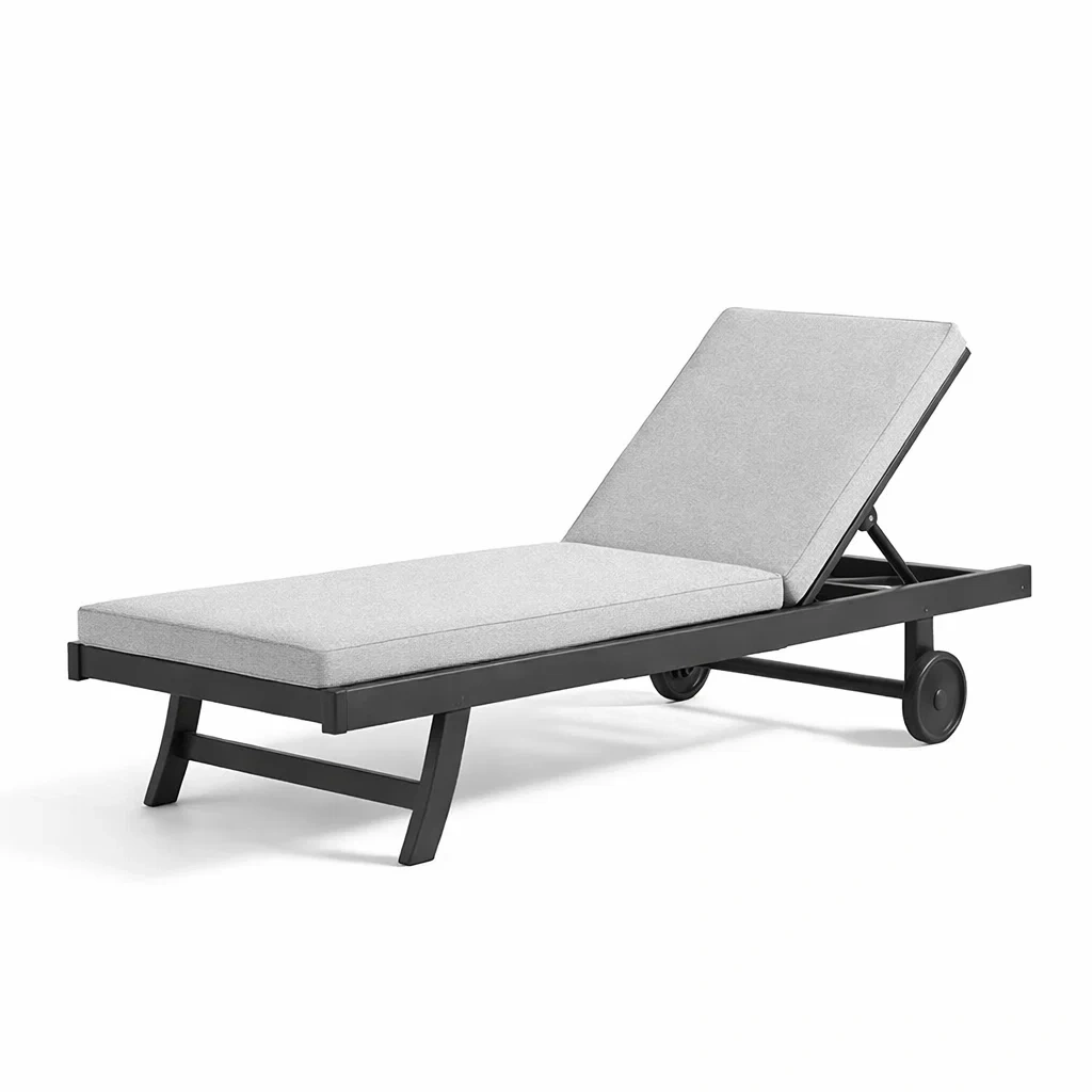 Garten-Sonnenliege Aluminium mit Polyesterpolster Grau 195cm-Furniavexo