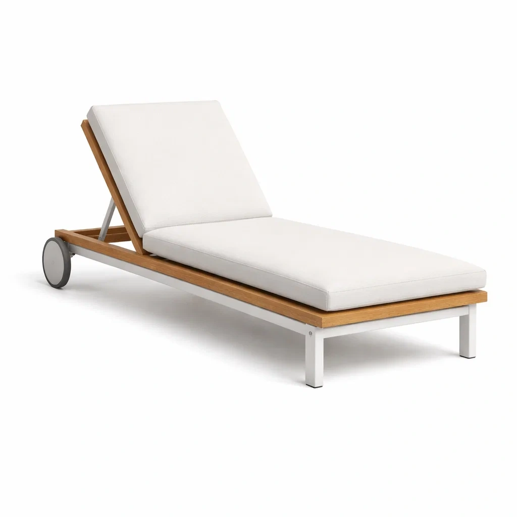 Sonnenliege aus Holz und Aluminium Weiß-Furniavexo