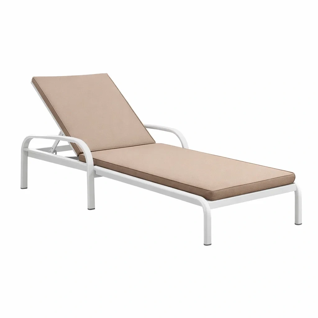 Verstellbare Sonnenliege aus Aluminium mit Polyesterpolsterung Beige-Furniavexo