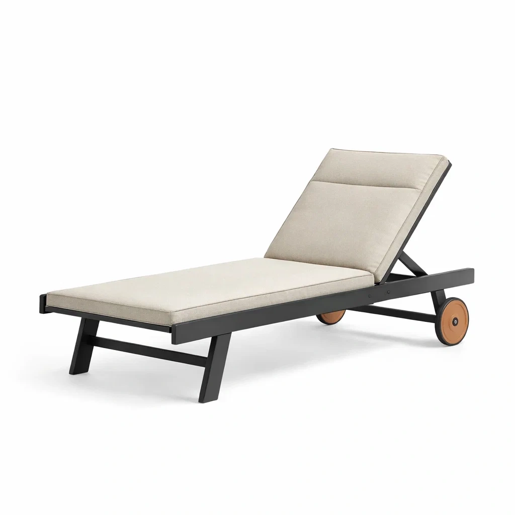 Aluminium Sonnenliege mit verstellbarem Rücken und Polyesterkissen, Beige-Furniavexo