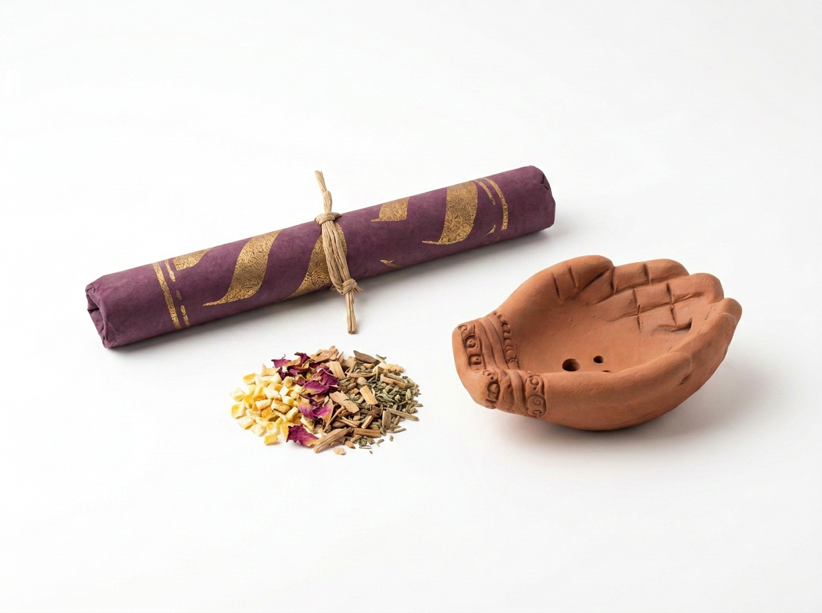 Nyang Dey No. 30 Monk Made Premium High Altitude Floral Incense & Handmade Incense Holder