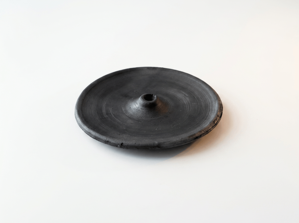 Handmade black pottery Incense plate