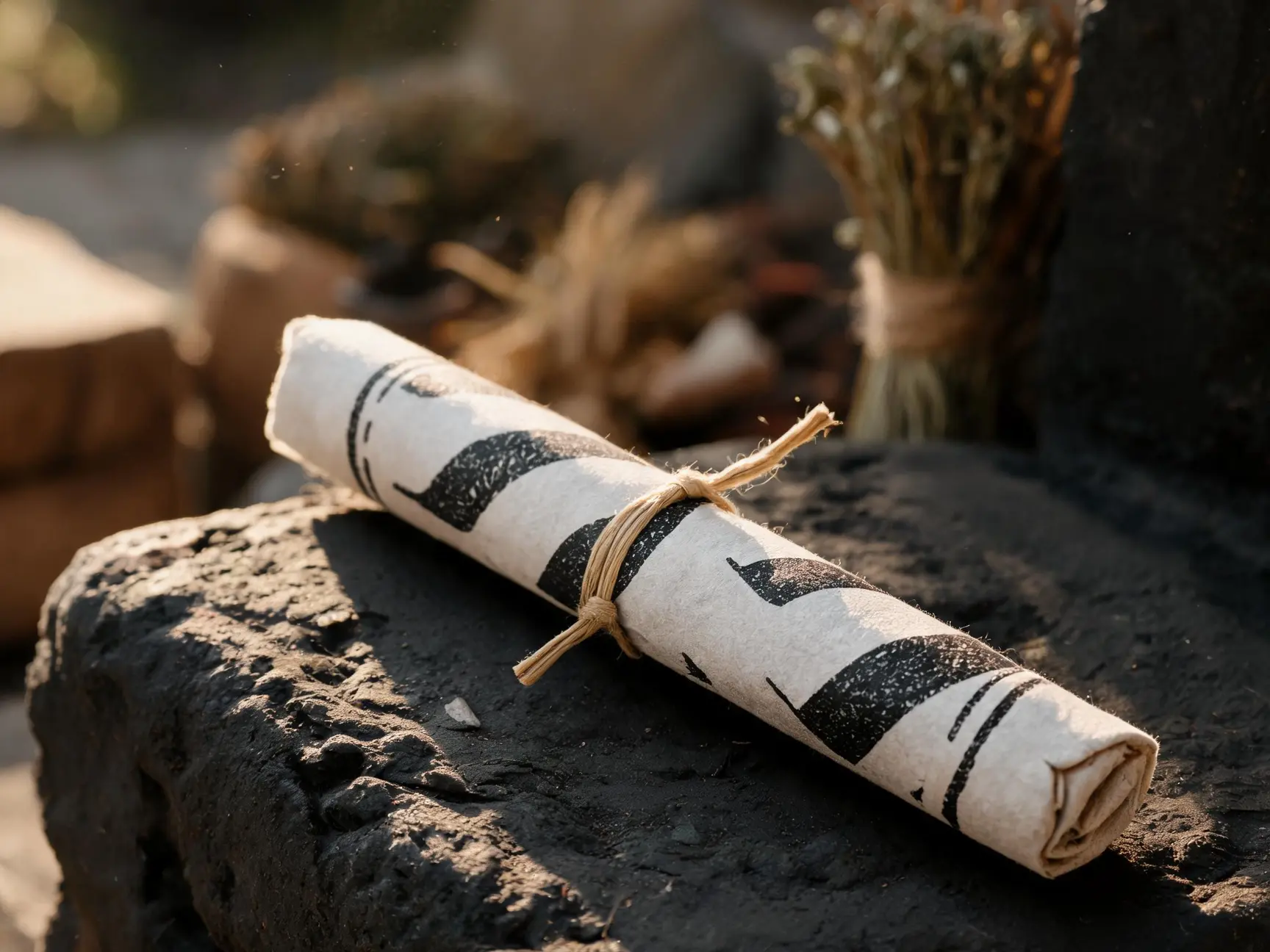 Smoky Sman — Gla Tsi 32.2 paper-wrapped incense resting on a textured stone surface
