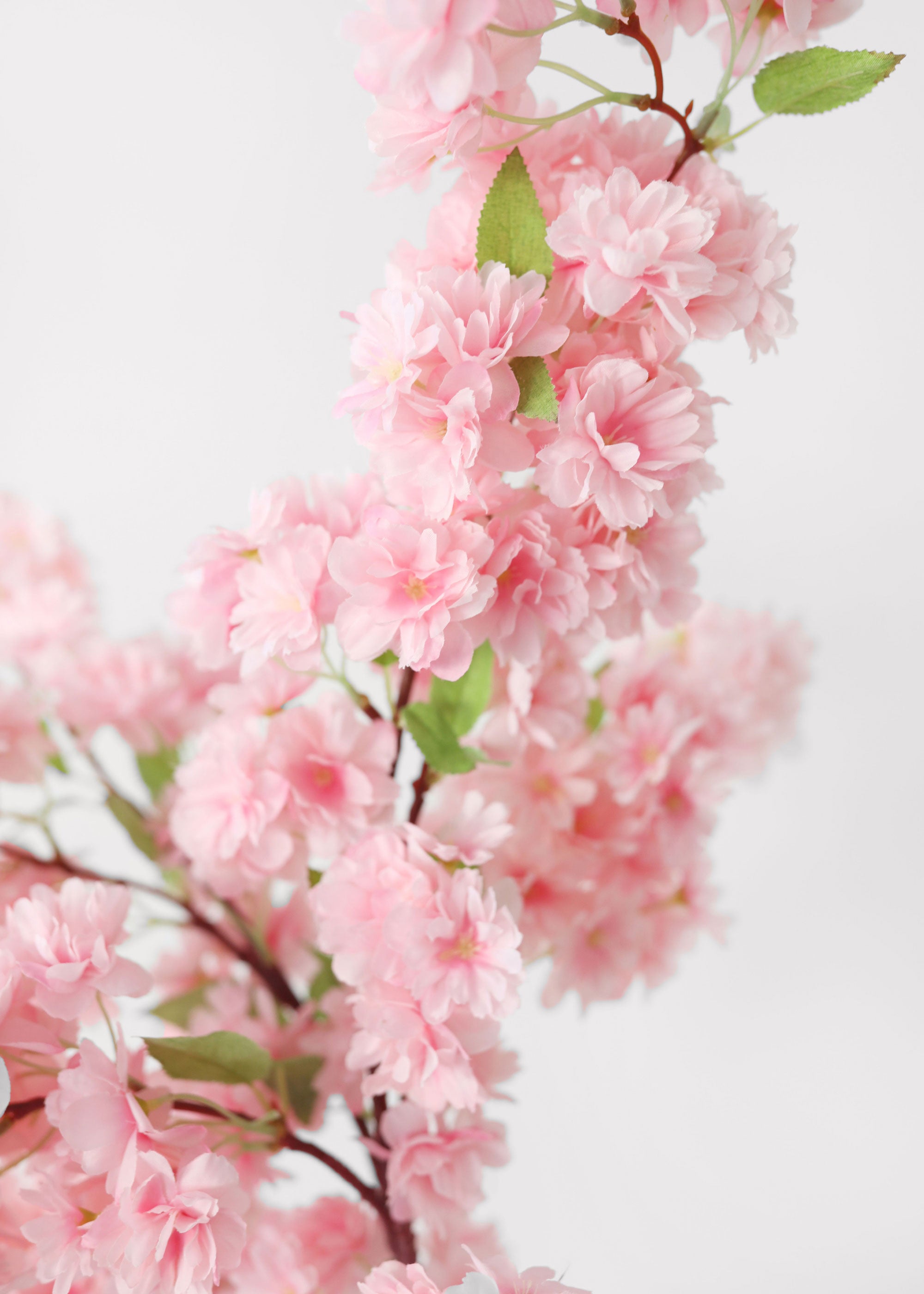 close-up of artificial pink cherry blossoms