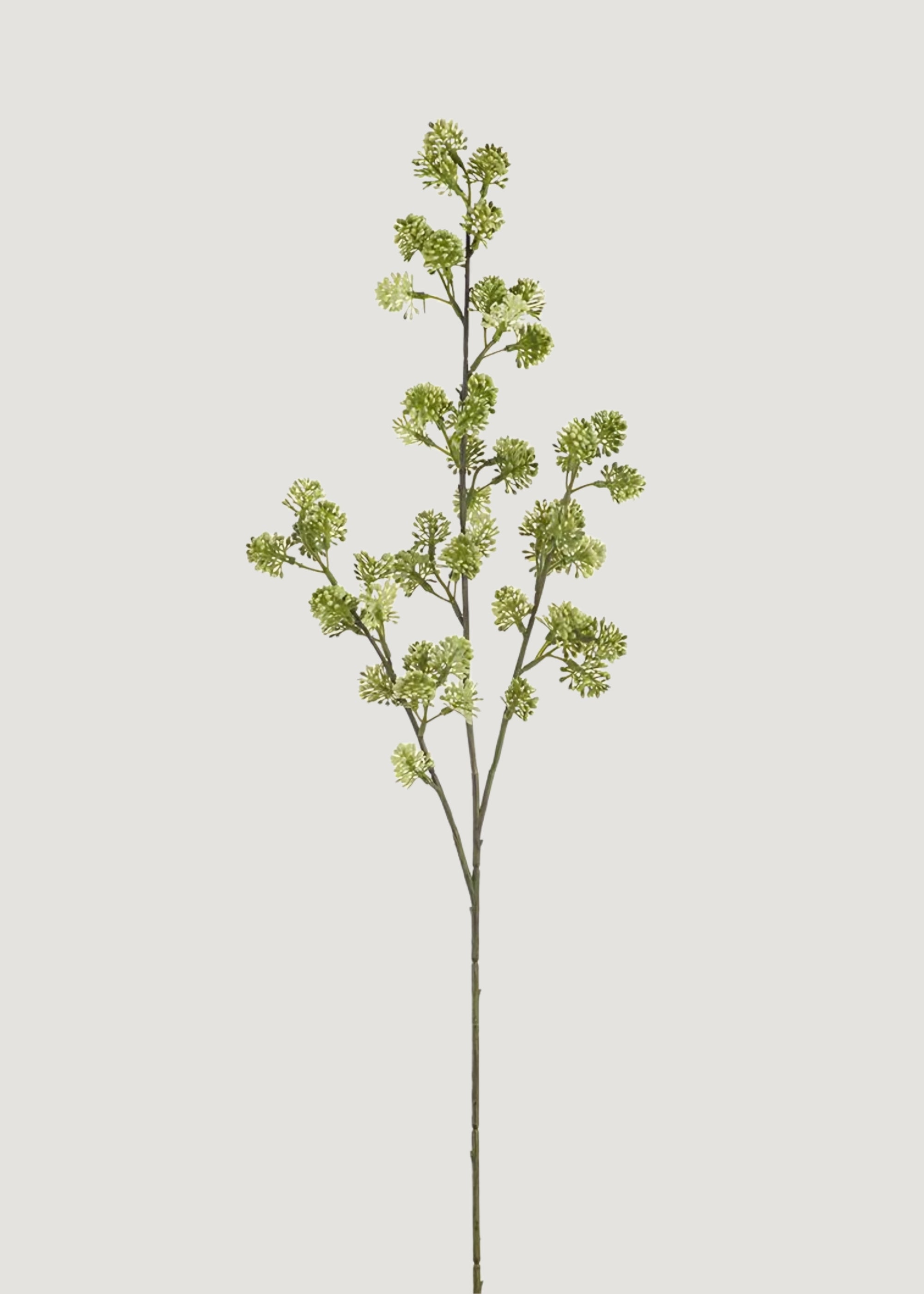 Green cream artificial sedum succulent branch with lifelike clustered rosettes