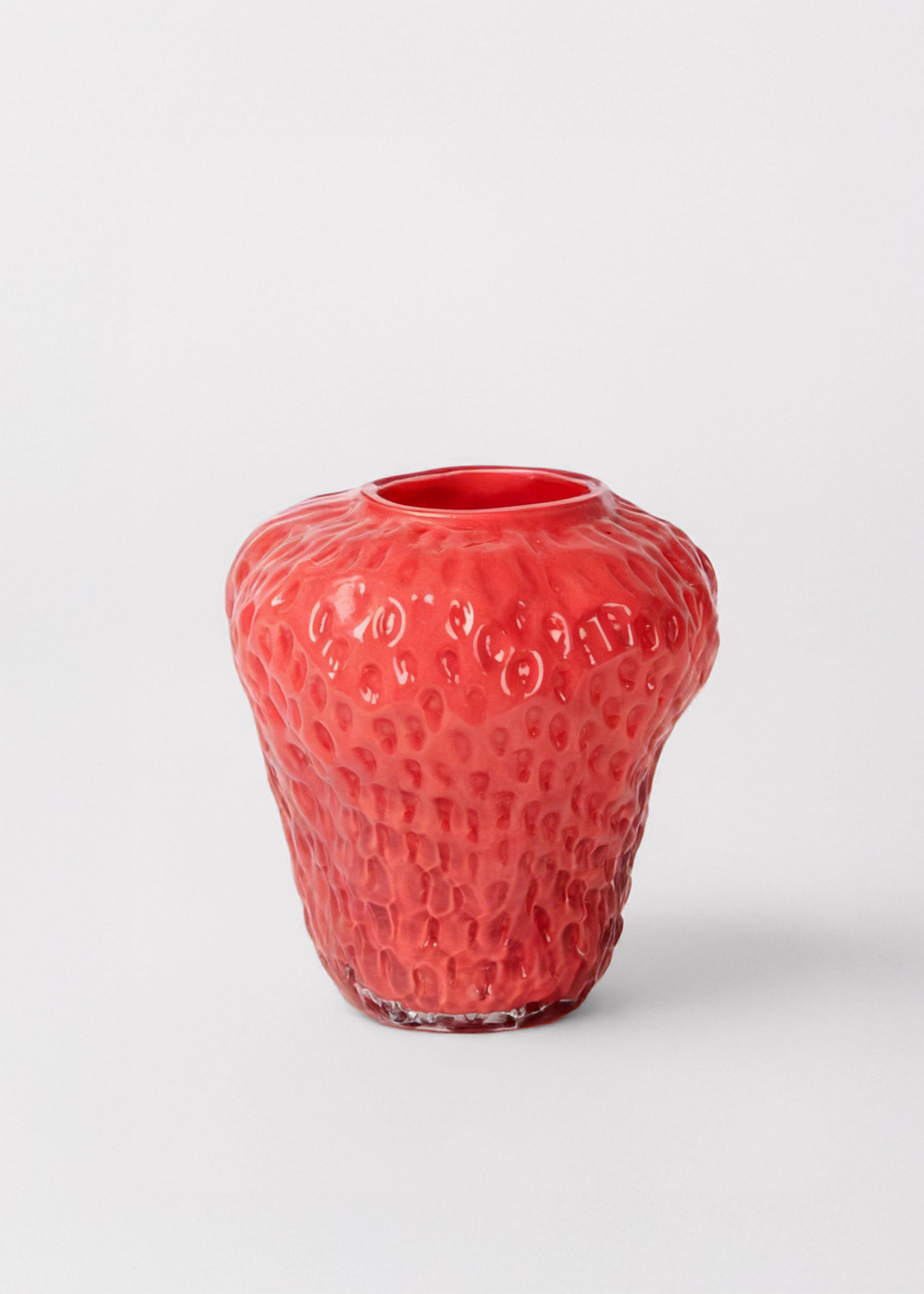 Opaque Pink Glass Strawberry Vase