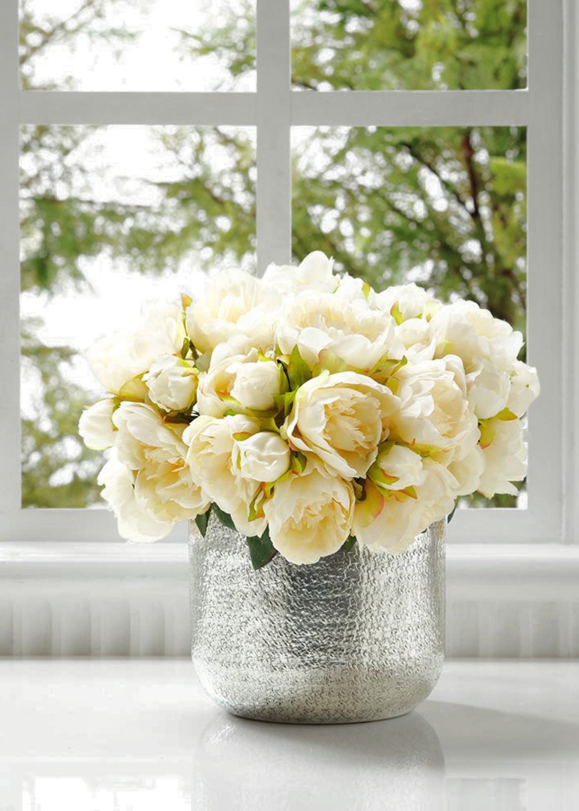 Faux Peony Bouquet Styled in Vase