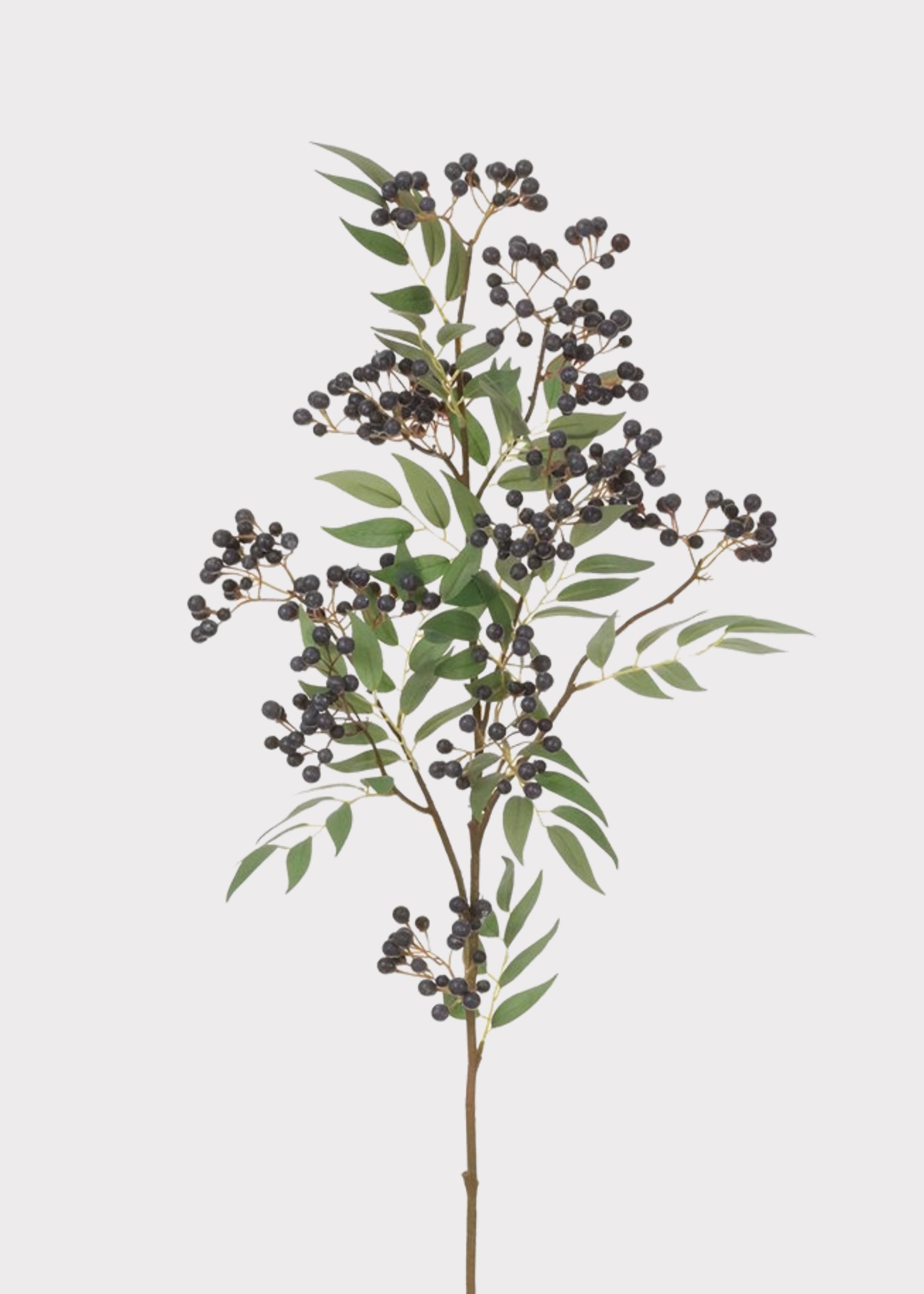 Artificial blue pepperberry branch with lifelike clustered berries