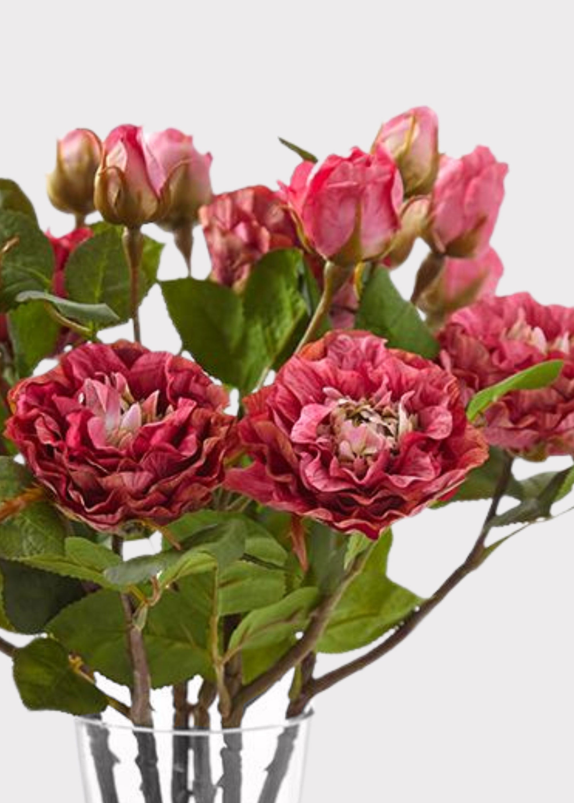 Vase of Fuchsia Artificial Roses