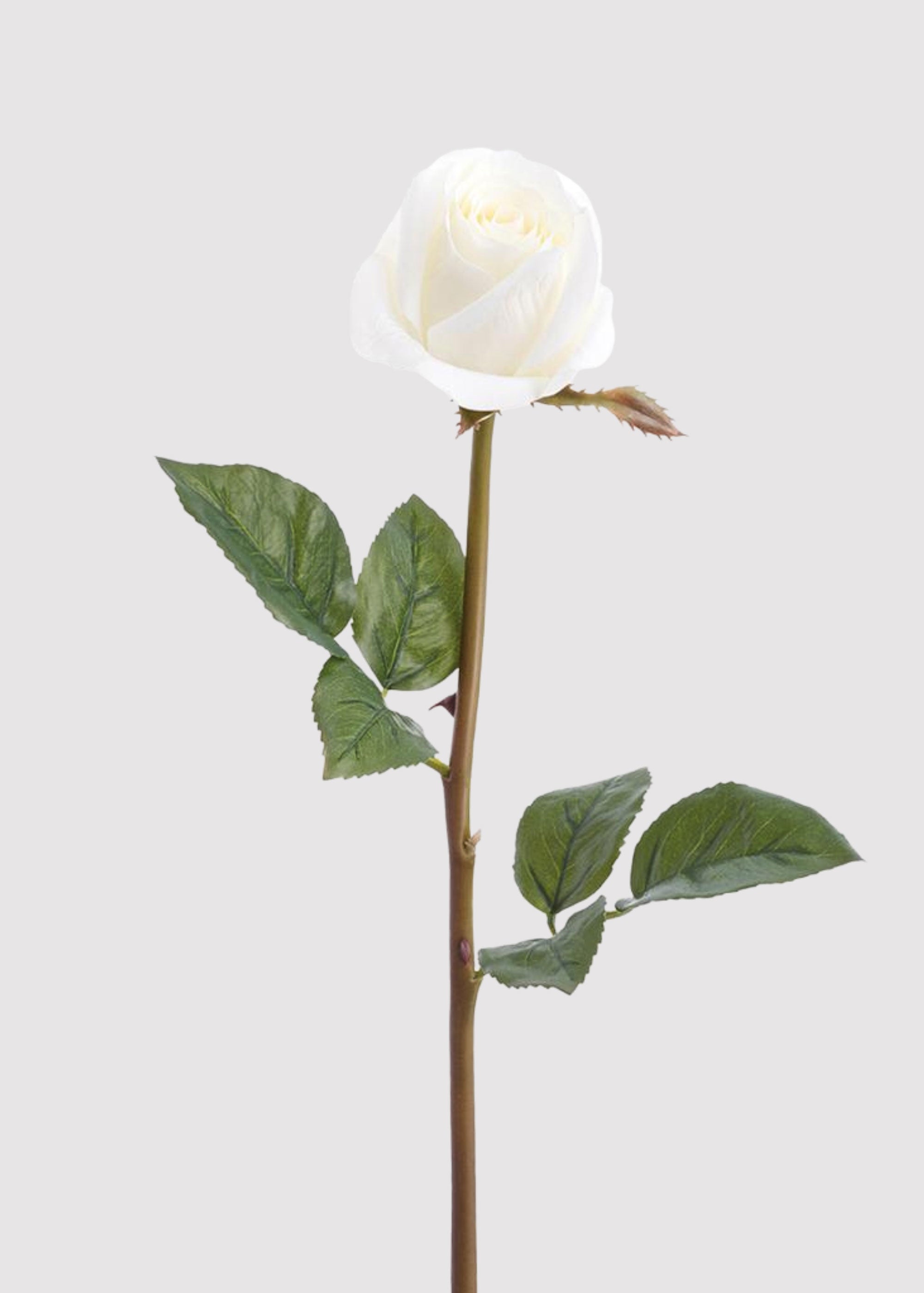 Real Touch Rose Bud Fake Flower in White