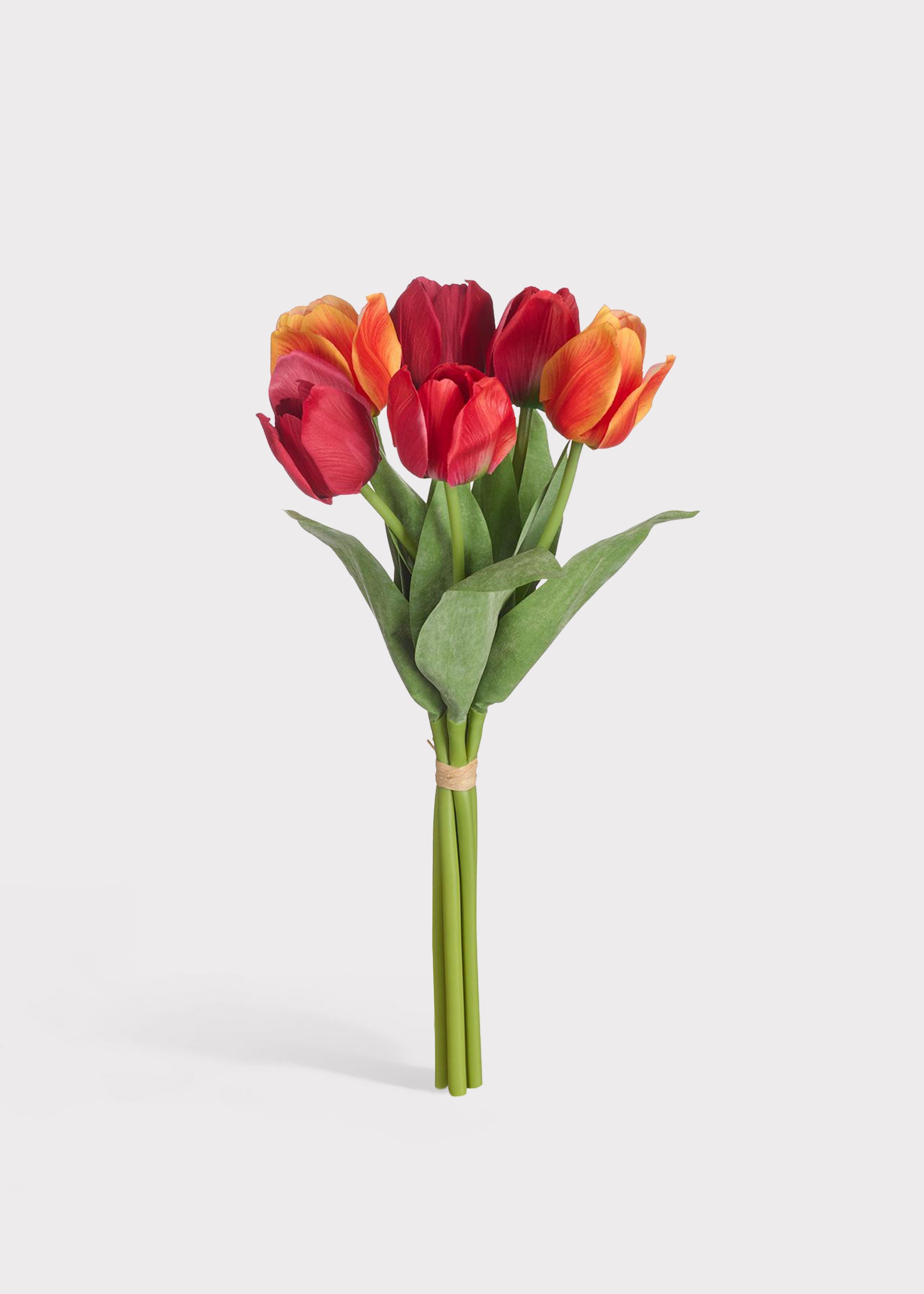 Bouquet of red and orange tulips