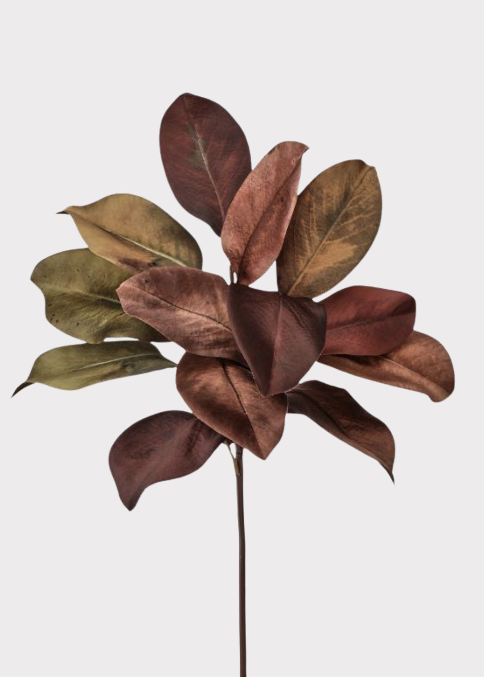 Autumn Burgundy Brown Fake Magnolia Leaf Pick