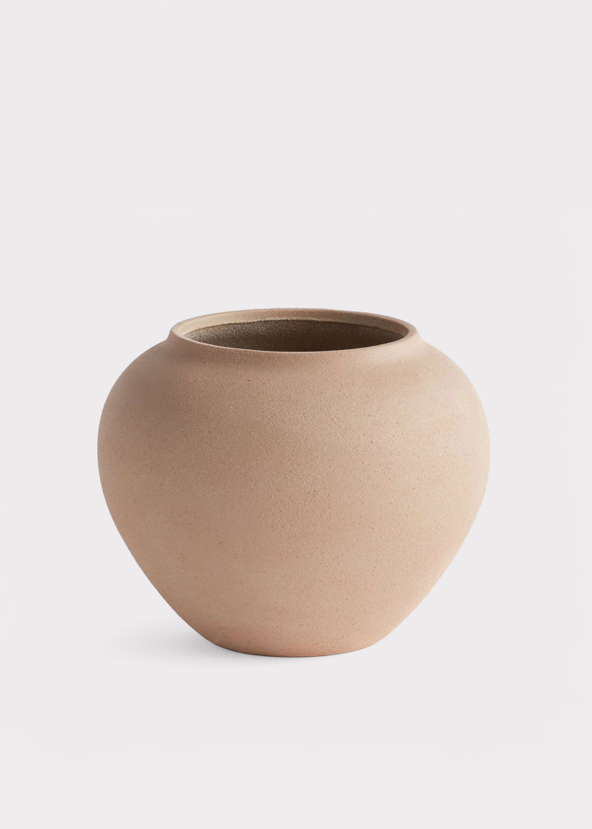 Large Handmade Stoneware Vase in Tan