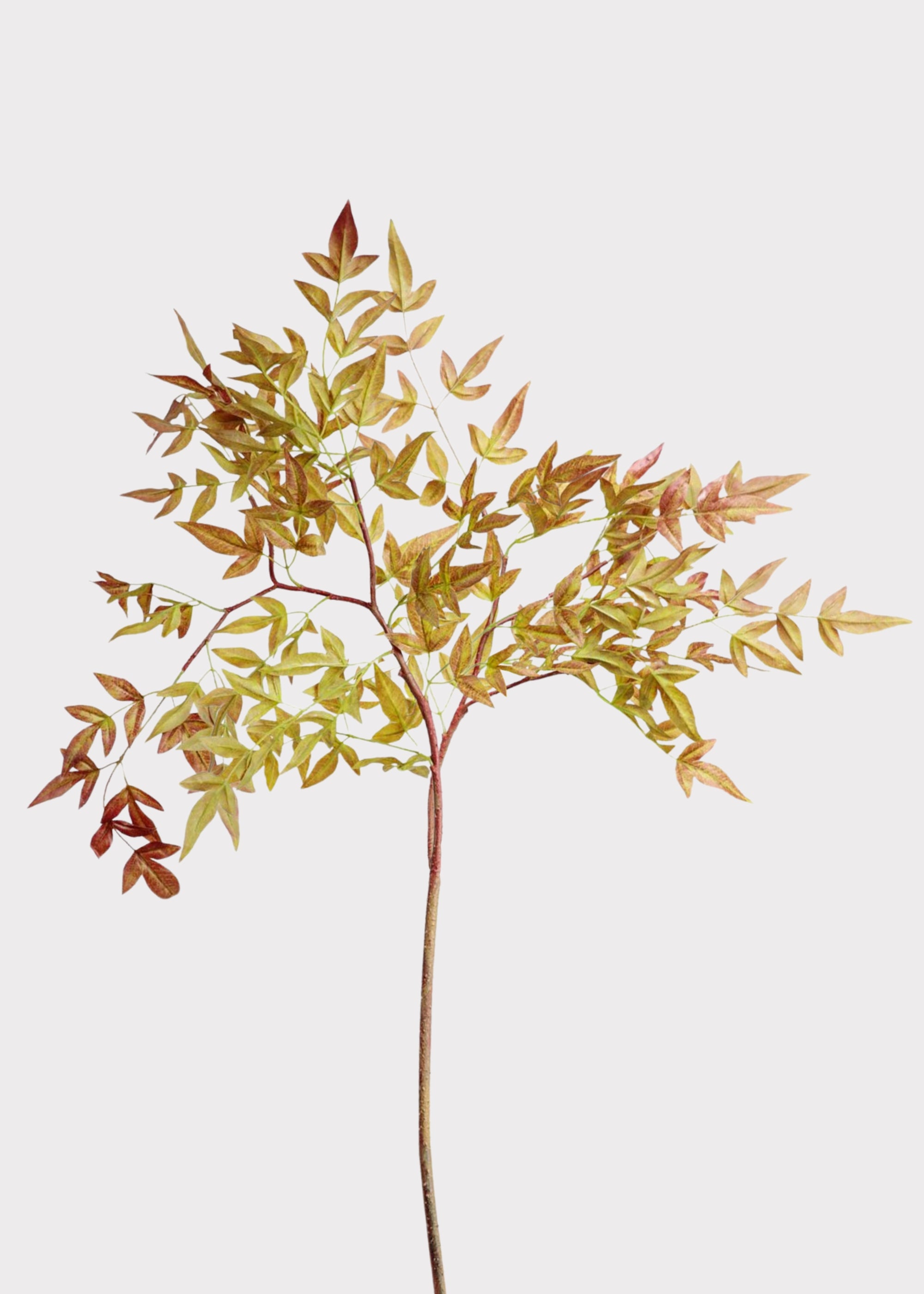 Burgundy and Green Artificial Nandina Leaf Branch