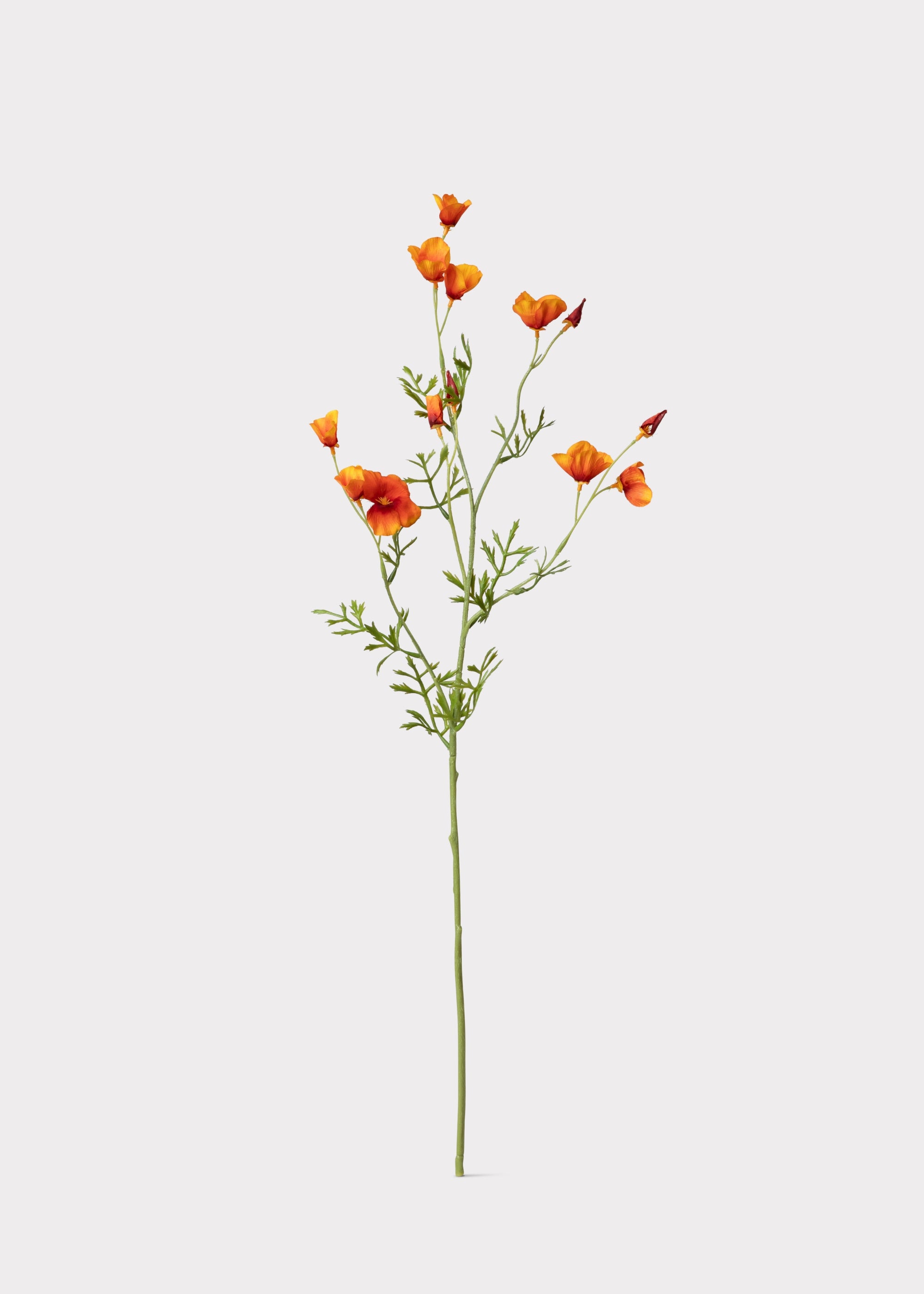 Orange Mini Fake Poppy Flower Spray